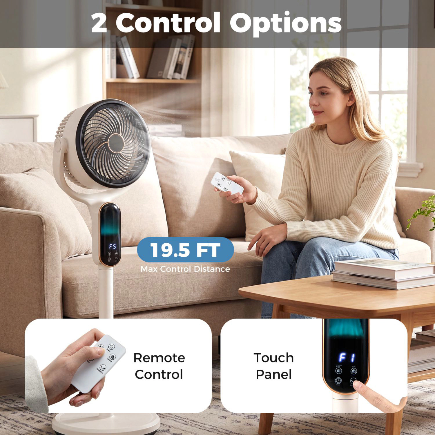 SlickBlue Adjustable Pedestal Fan with 900 CFM Powerful Airflow and Remote Control