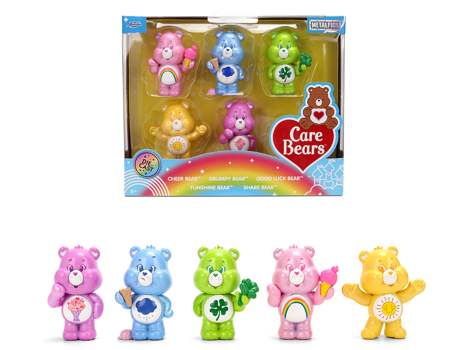 Jada Set of 5 Diecast Figures "Care Bears" "Metalfigs" Series Diecast Models by Jada