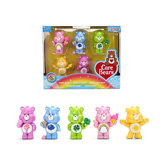 Jada Set Of 5 Diecast Figures "Care Bears" "Metalfigs" Series Diecast Models By Jada