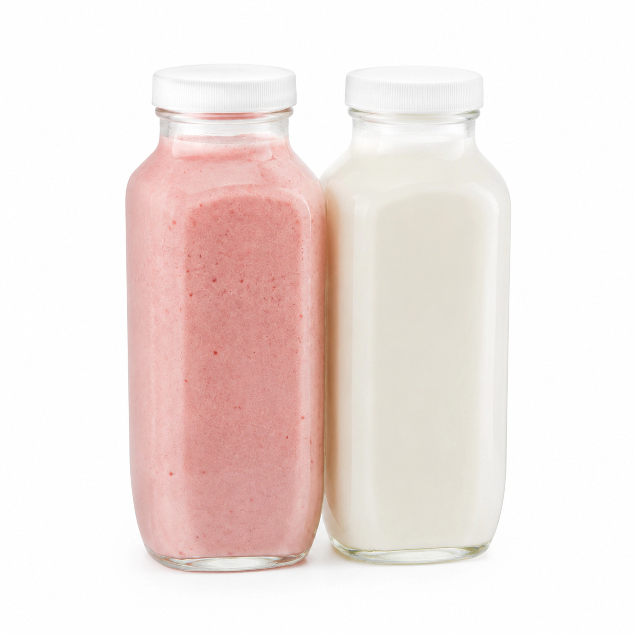 WZK Set of 2 16 Oz Square Airtight Lids Glass Milk Bottles