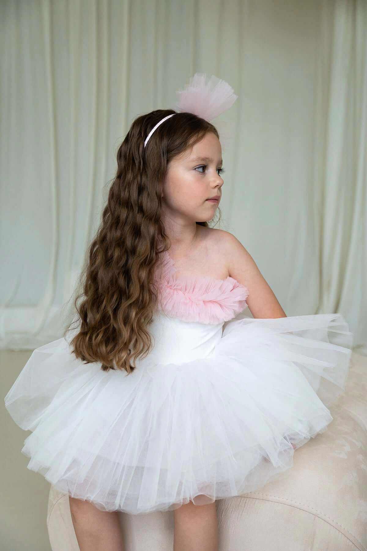 Mini Celebrities Girls Pink Ruffle One Shoulder Tutu Dress