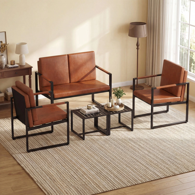 Hivvago Set Of 2 Metal End Tables With Slatted Tabletop