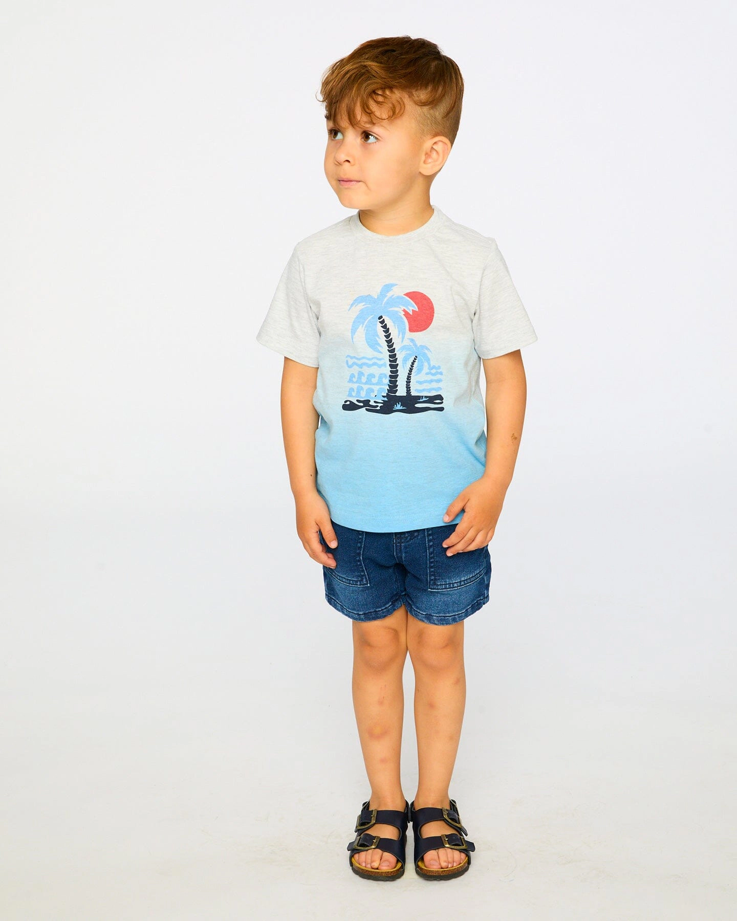 Deux par Deux Boys Organic Cotton Short Sleeve T-Shirt To Gradient