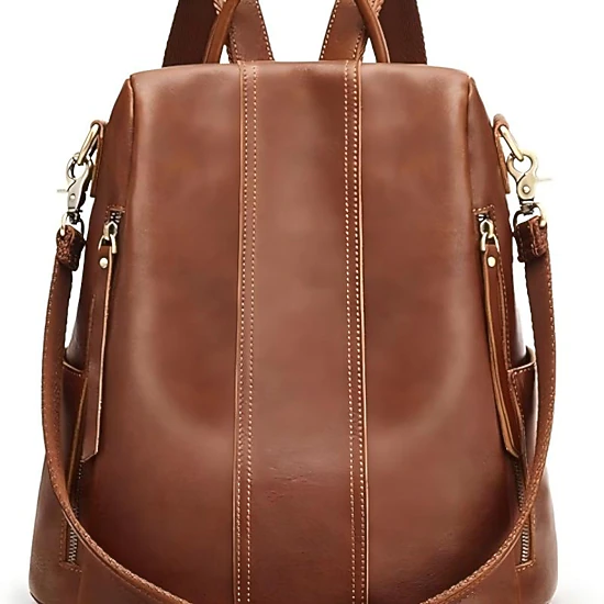 S-Zone Women's Medium Antitheft Leather Backpack