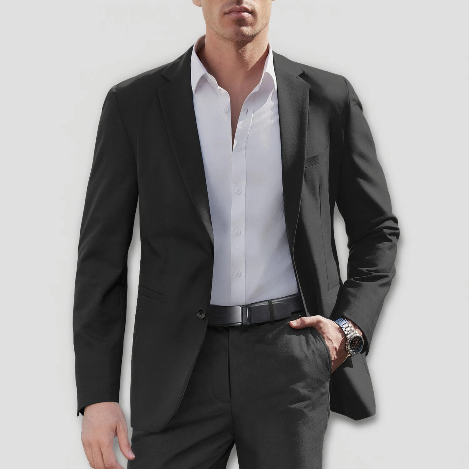 COOFANDY Mens Classic Long Sleeve Blazer Notched Lapel Single Button Sport Coat