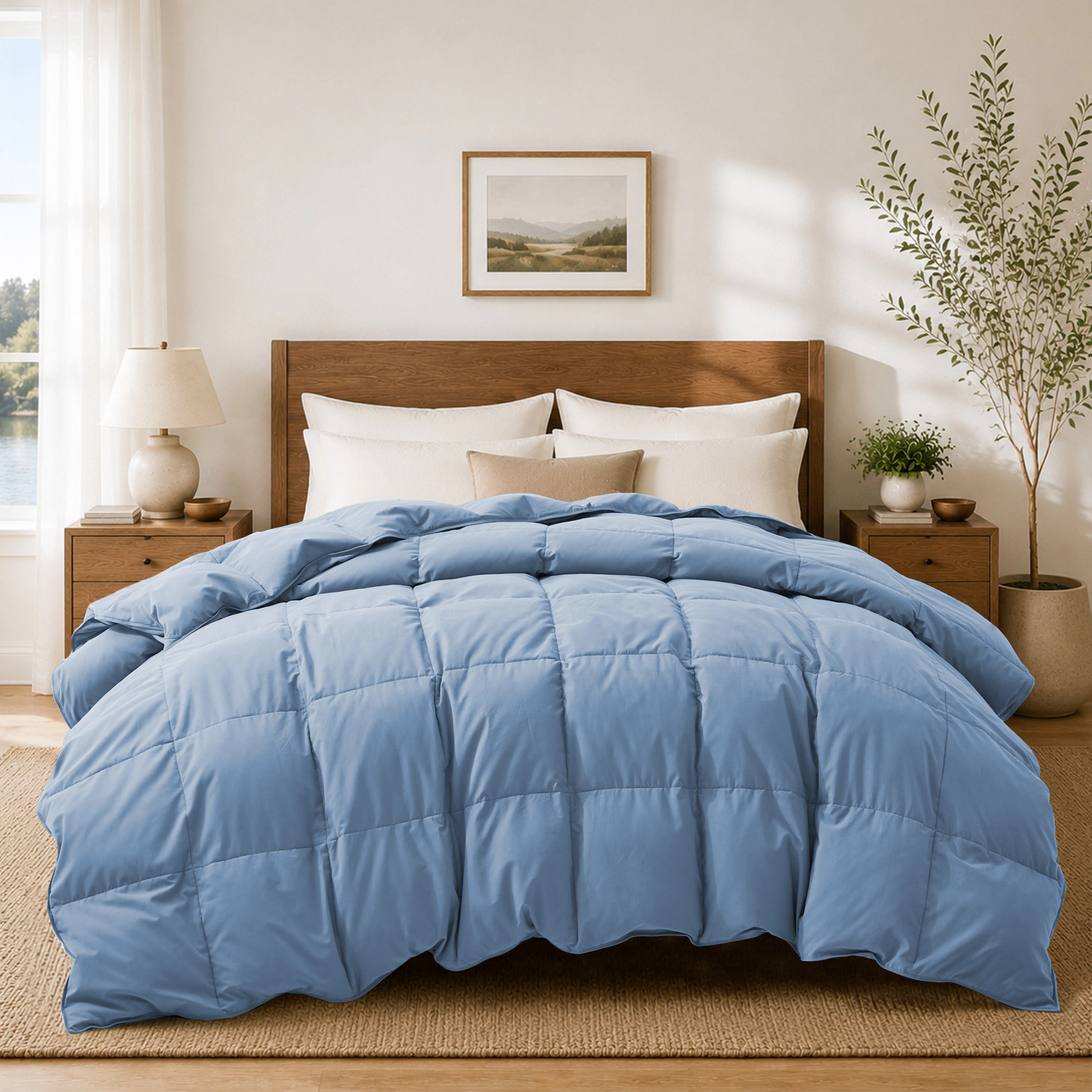 Unikome Premium Goose Feather Down Fiber Comforter -Luxury Hotel Collection All Seasons Warmth