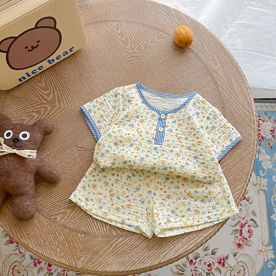 MyKids-USA Baby Print Pattern T-Shirt Combo Shorts In Summer Sets ...