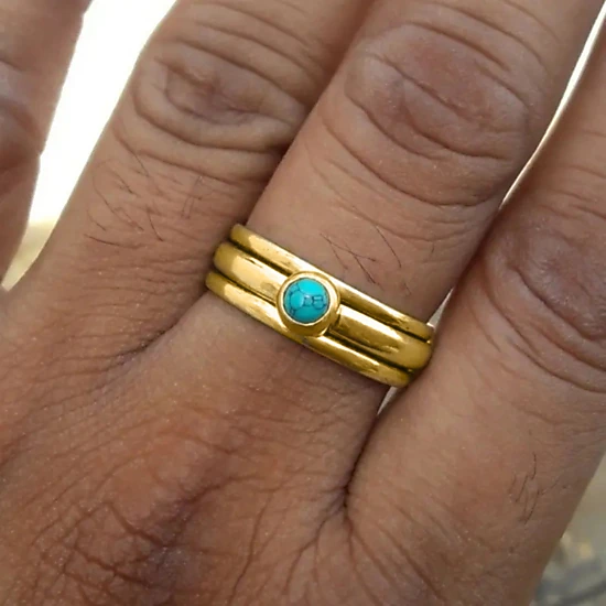 Wardrobe Whimsy Womens Turquoise Spinner Ring Boho Multi Band Fidget Stress Relief Ring