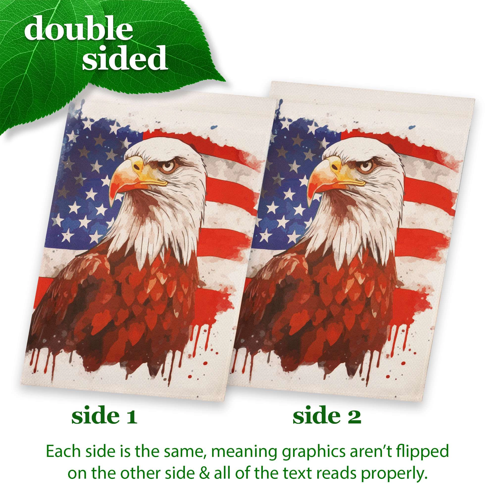 G128 Patriotic Bald Eagle 28x40 Double-Sided Garden Flag - Blockout Polyester