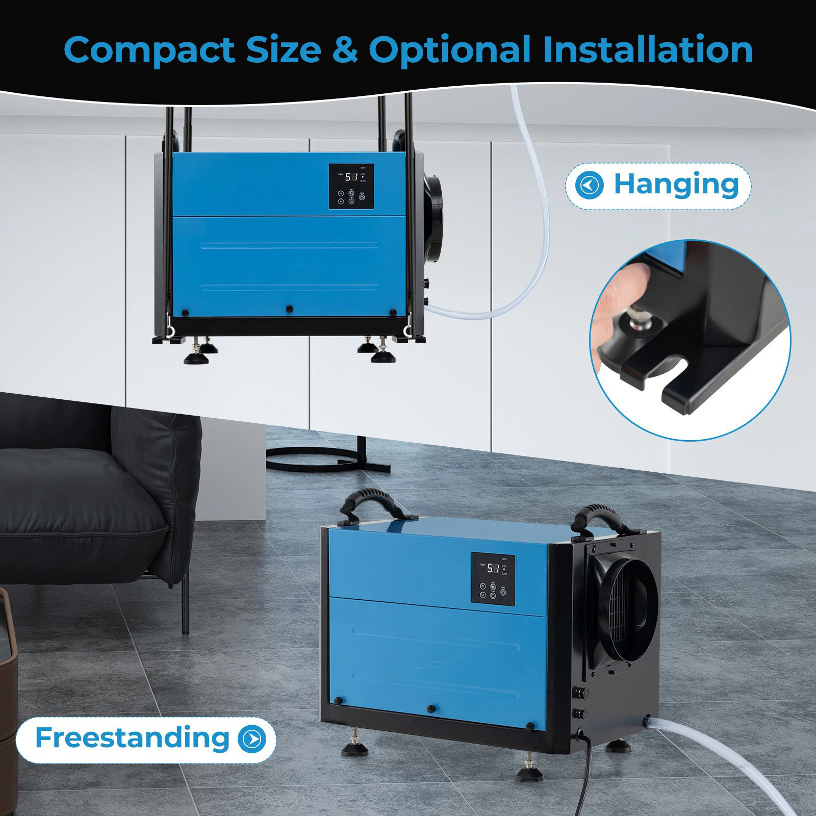 SlickBlue High Capacity Dehumidifier for Crawl Spaces, Warehouses, Garages