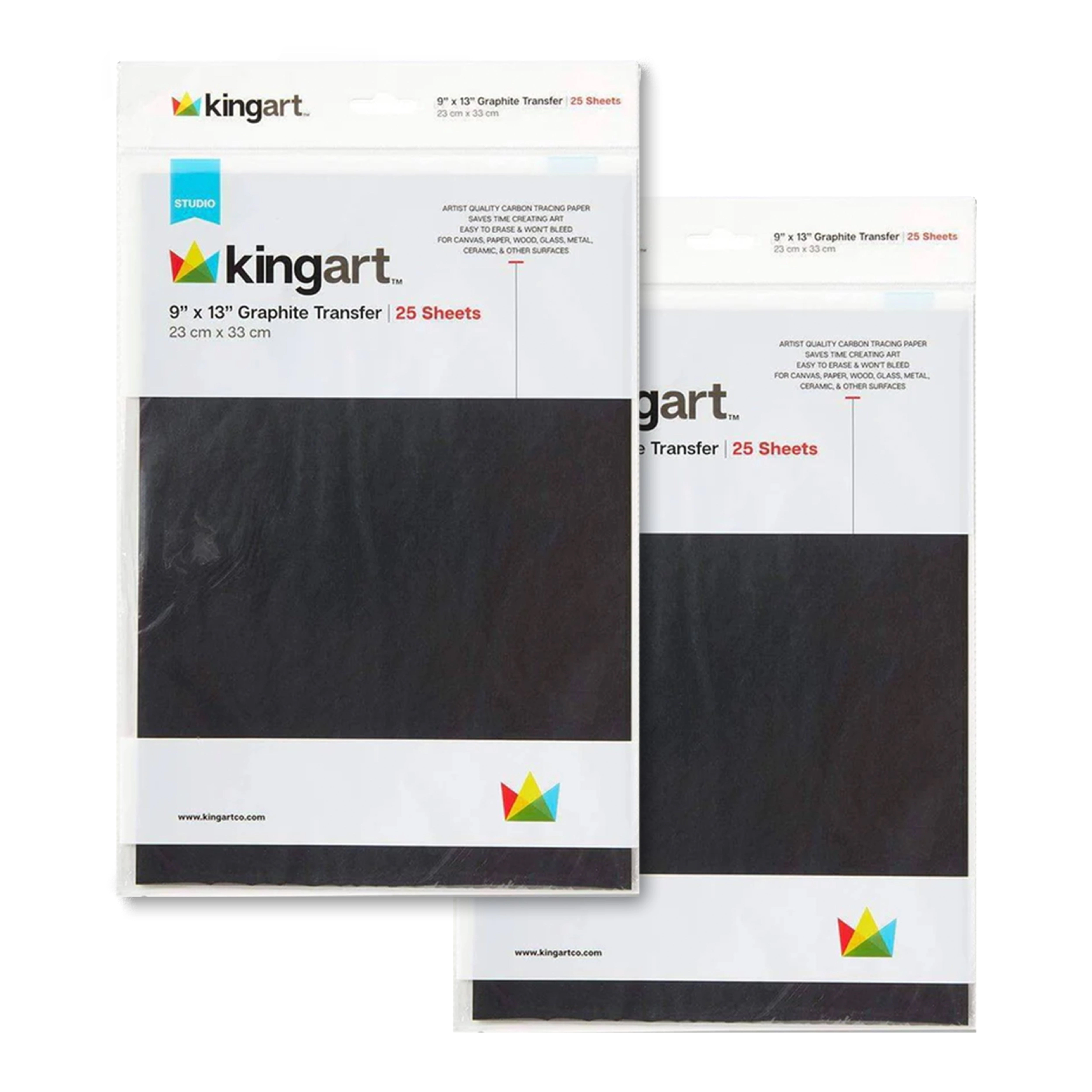 KINGART Graphite Transfer Paper 9" x 13" - 2 Pack (50 Sheets)