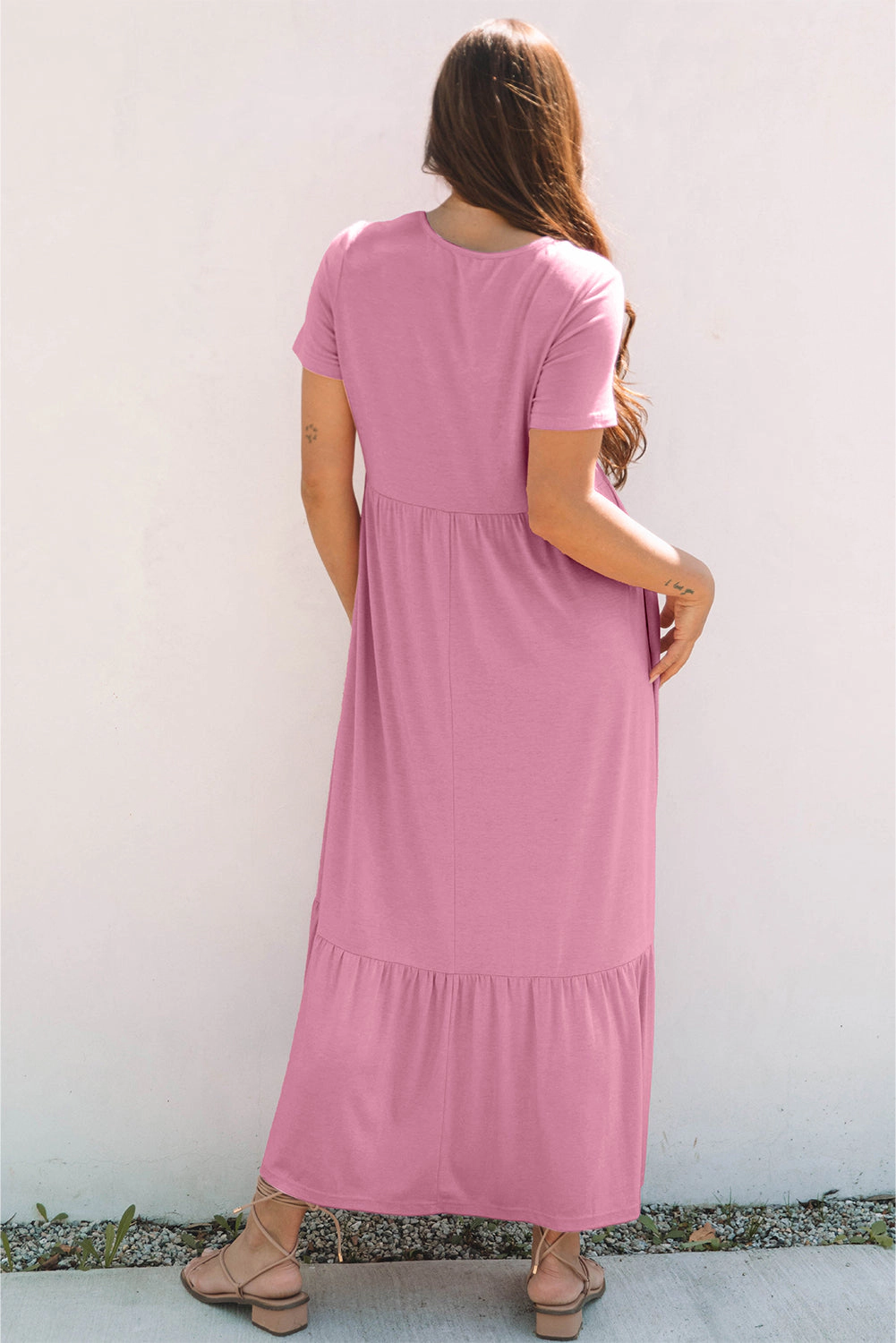 Threaded Pear Women's Nala T-shirt High Waist Pocketed Long Dress