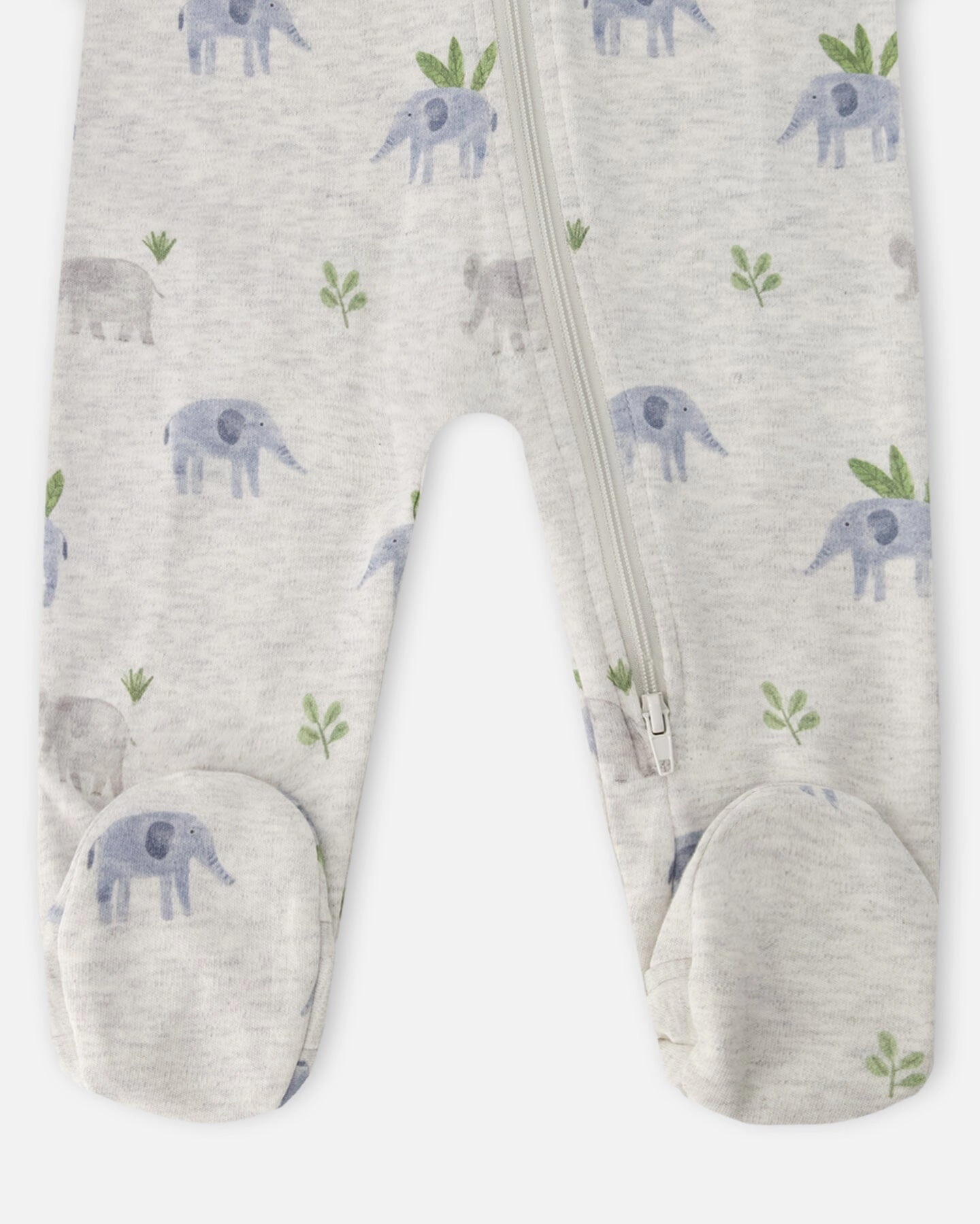 Deux par Boys Organic Cotton Full-Length Zip Elephant Print One-Piece Pyjama