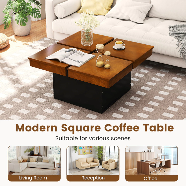 Hivvago Square Coffee Table Mid Century Modern Center Table