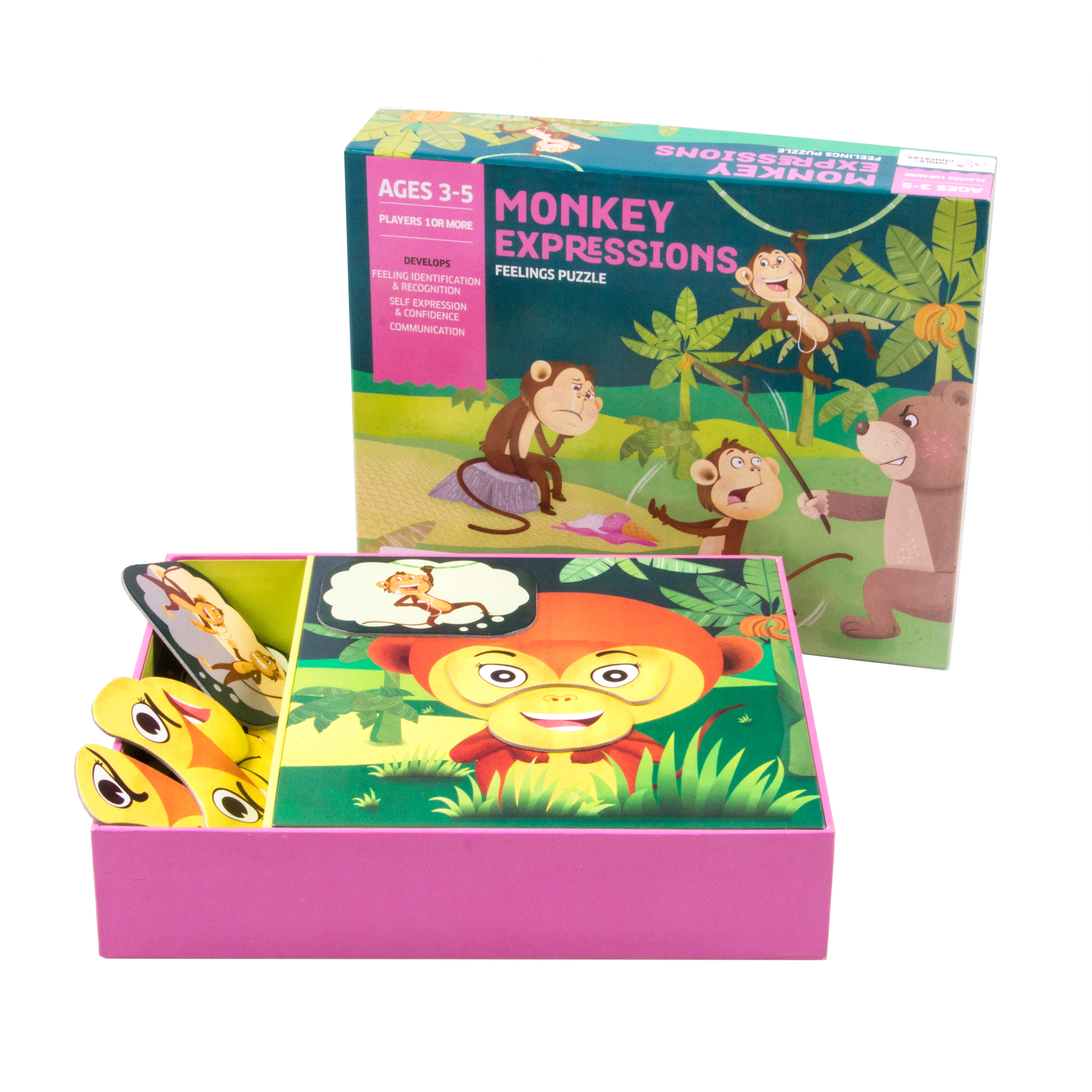 Chalk & Chuckle Monkey Expression Puzzle Game - 1 or More Players