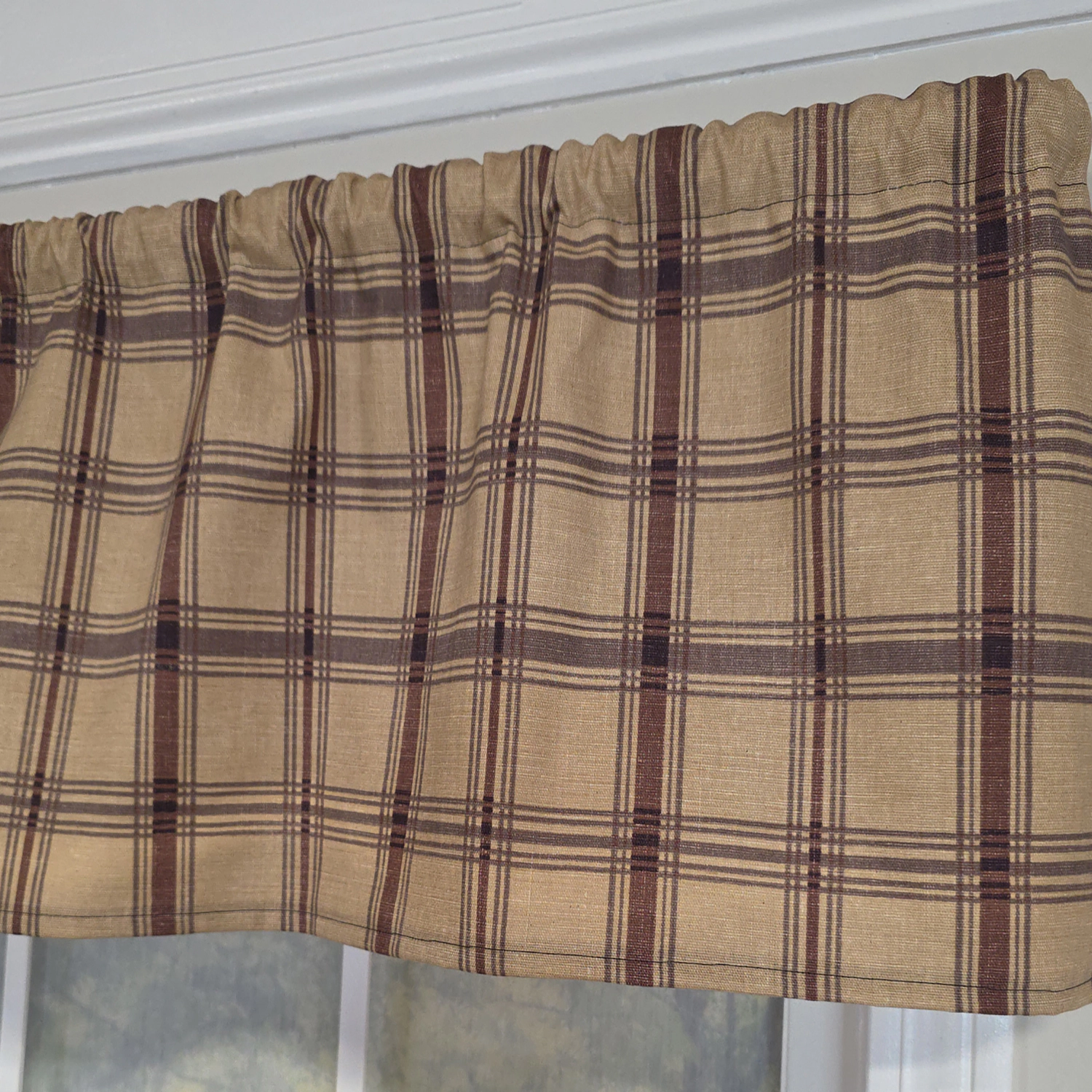 RLF Home 100% Cotton Clambake Plaid Tailored  Unlined Windows Rod Pocket Valance 51" x 12"  Grape