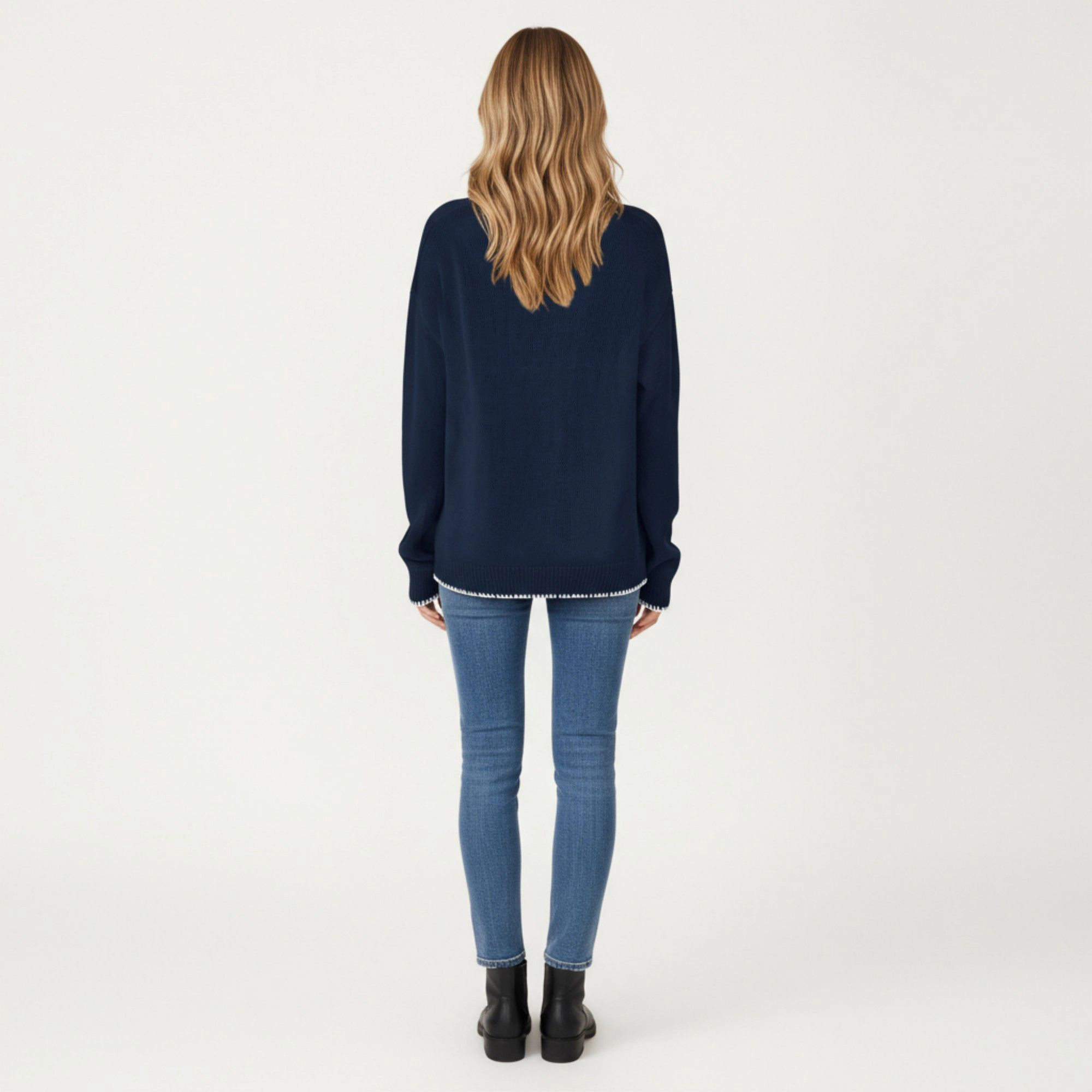 Anna-Kaci Women's Crew Neck Knit Sweater with Large Bow Graphic Design