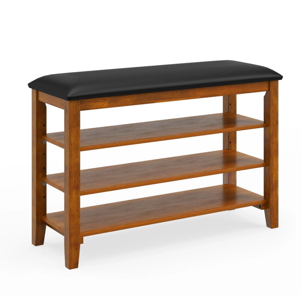 Hivvago 3-Tier Shoe Rack Bench with Adjustable Shelves and Soft Cushion for Entryway and Living Room
