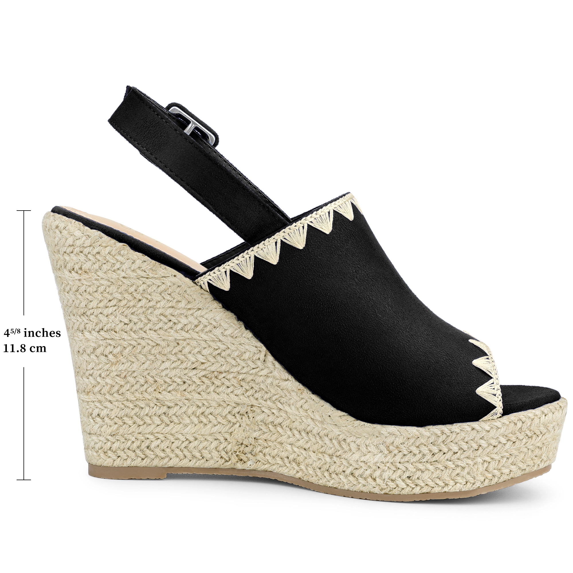 BLISSFUL STEP Women's Slingback Open Toe Platform Wedge Espadrille Sandals