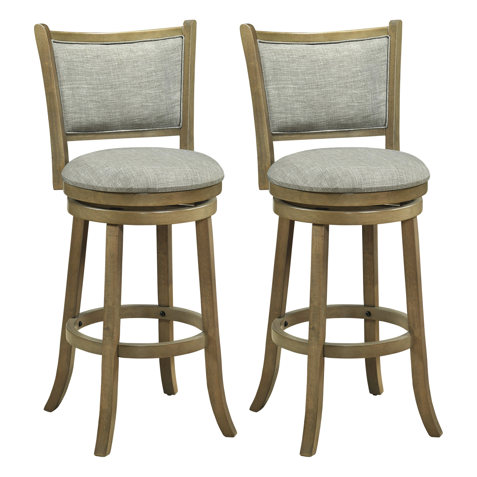 SUGIFT Soft-Padded Swivel Bar Stools Set of 2 with Curved Back and Footrest 350-lb Capacity 21 x 19 x 44.5 in Gray