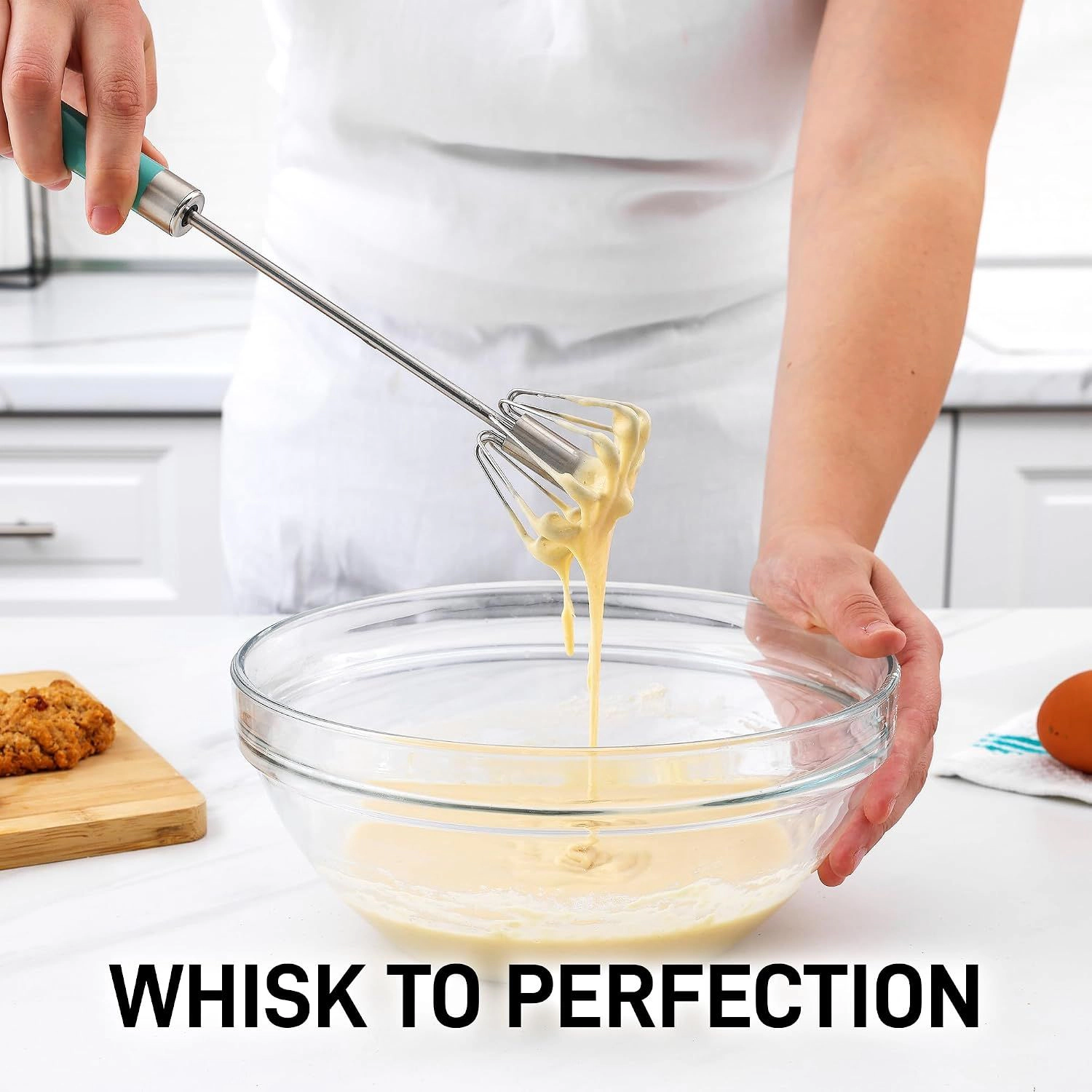 Zulay Kitchen Stainless Steel Rotary Whisk