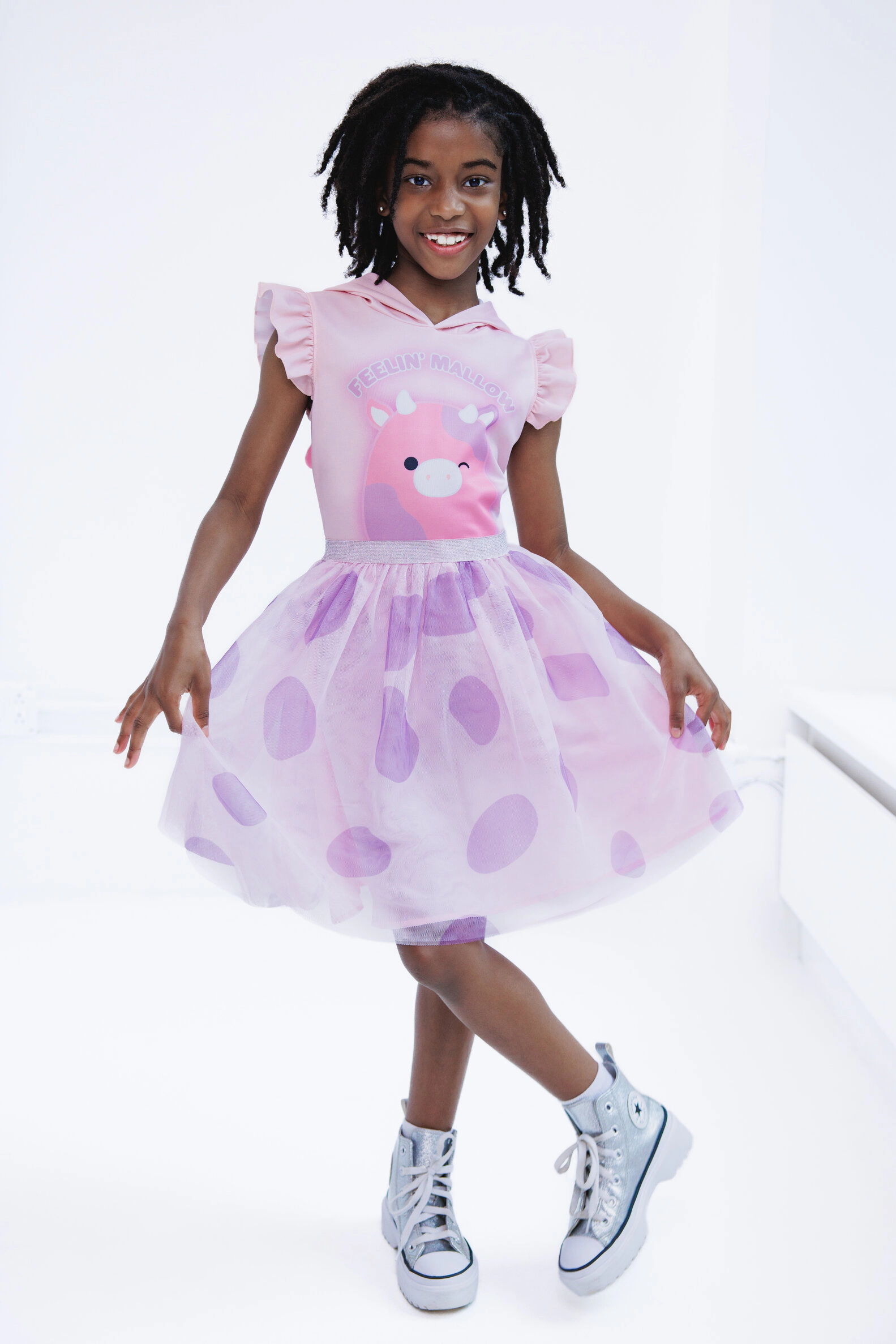 Squishmallows Patty the Cow Girls' Cosplay Hooded Tutu Dress