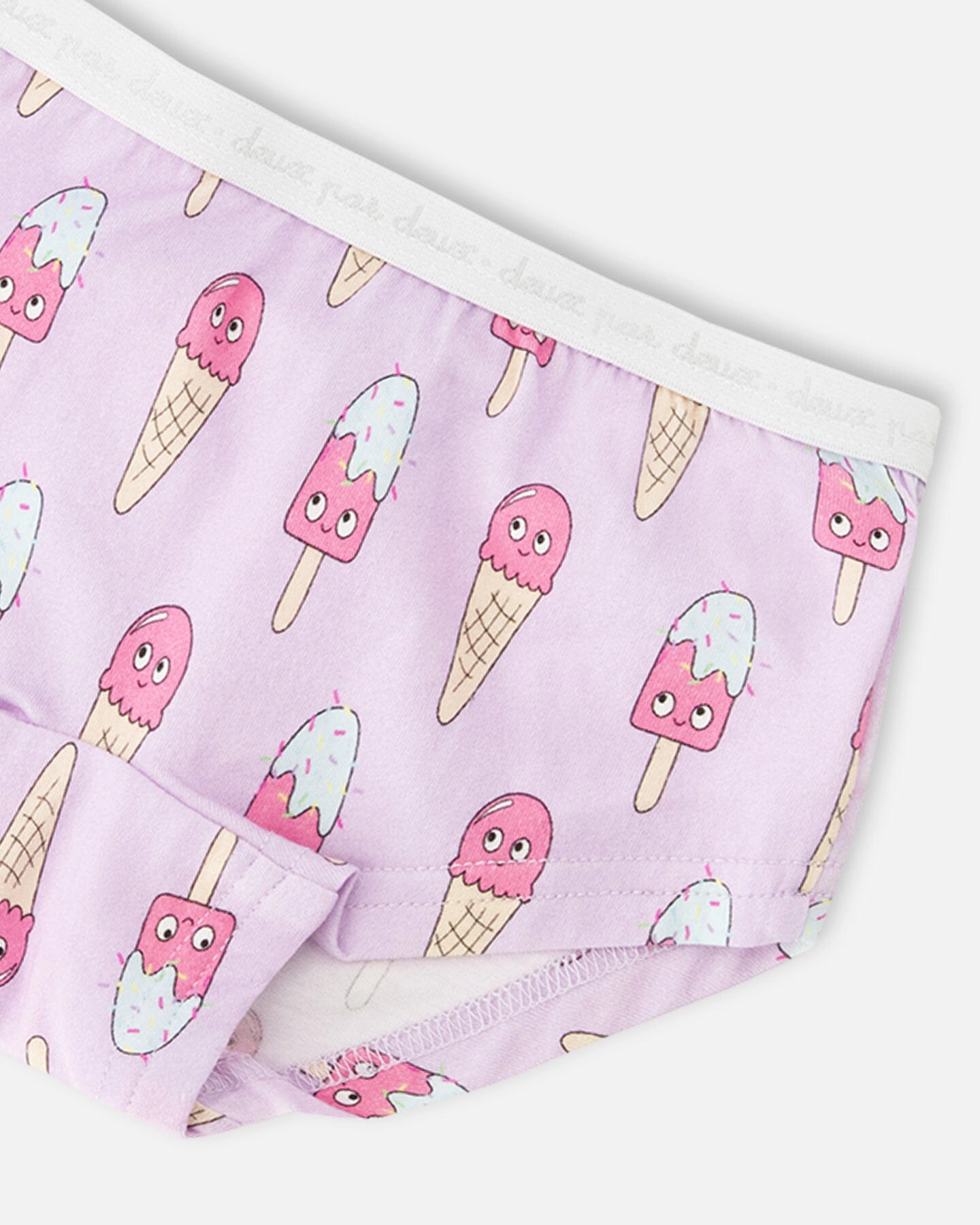 Deux par Girls Organic Cotton Boyshort Panty Printed Ice Creams