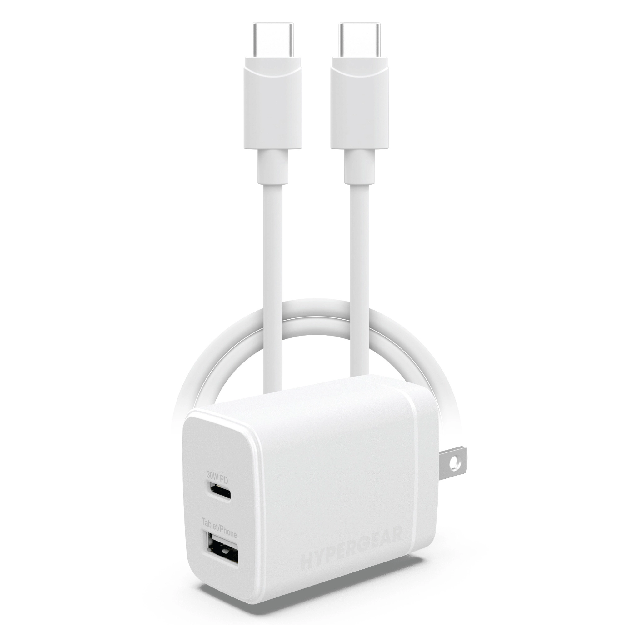 HyperGear 30W PD Dual Wall Charger + USB-C to USB-C