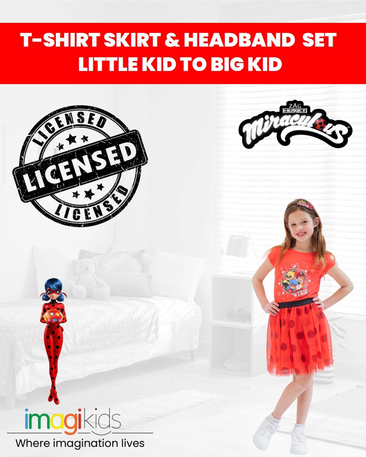 Miraculous Girls' Cosplay T-Shirt and Tutu Skirt Set