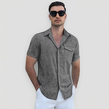 COOFANDY Mens Short Sleeve Button Down Shirts Collared Pocket Casual Shirt