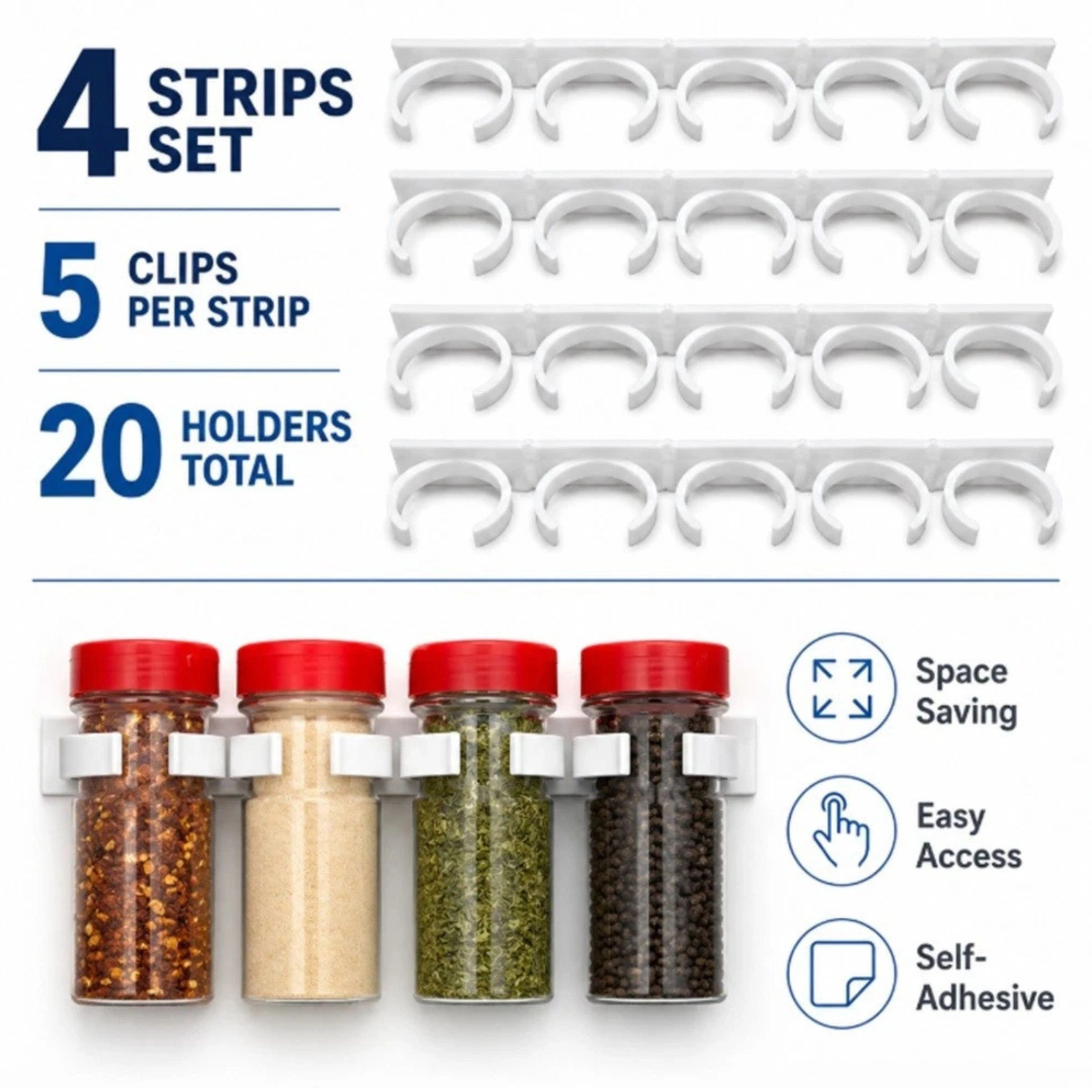 Home Collection Kitchen Spice Rack Organizer 20 Clip Cabinet Door Seasoning Holder