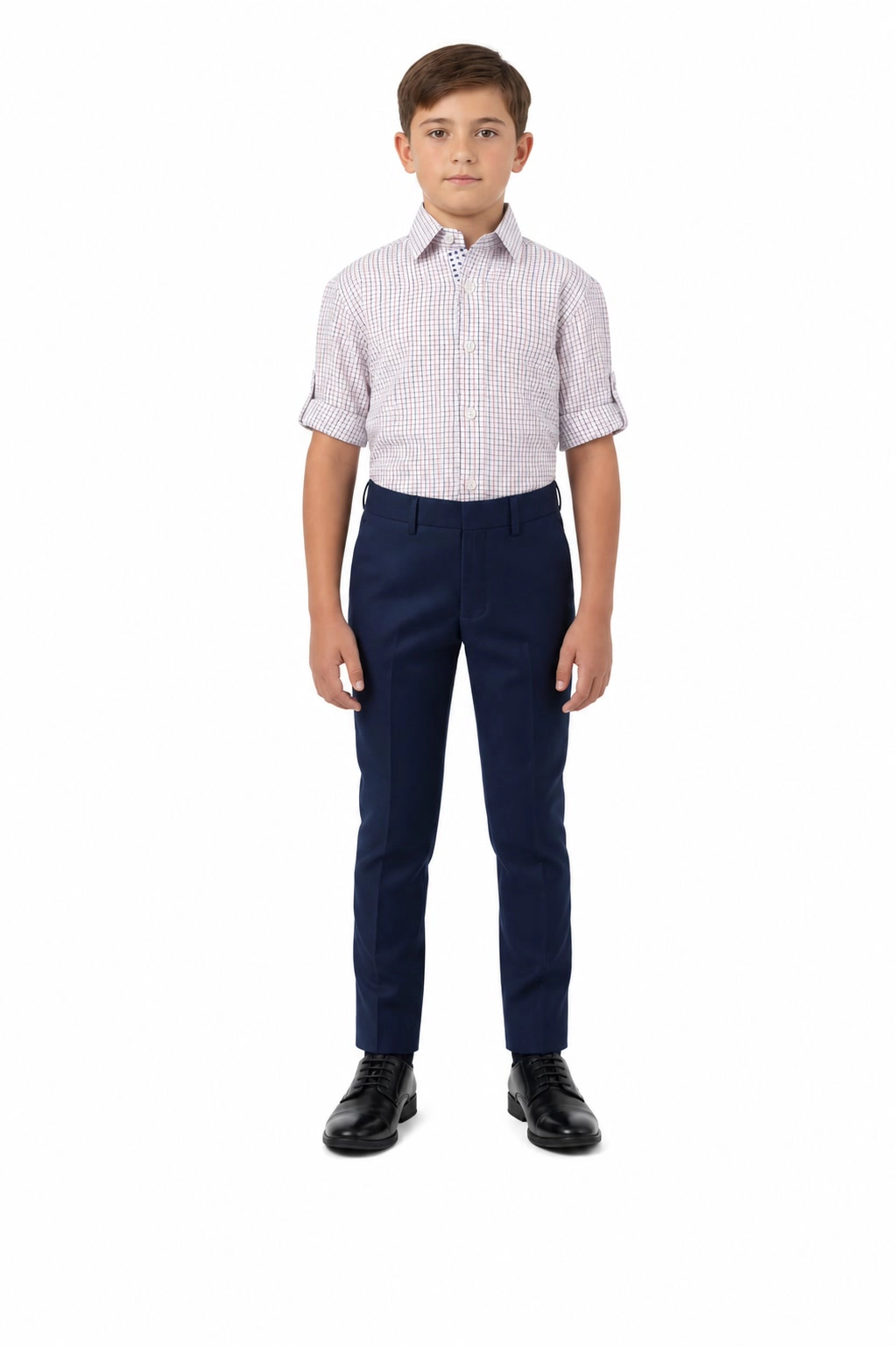Elie Balleh Boys Slim Fit Plaid Short Sleeve Button-down Shirt