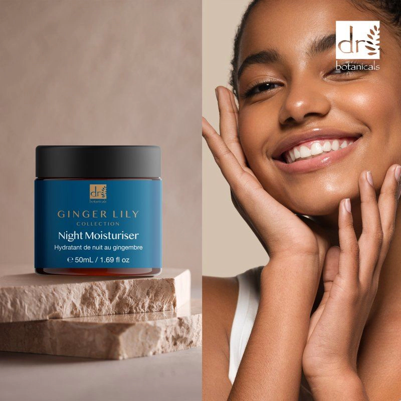 Dr Botanicals Gingerlily Night Moisturiser 50ml - Intense Overnight Hydration, Brightening