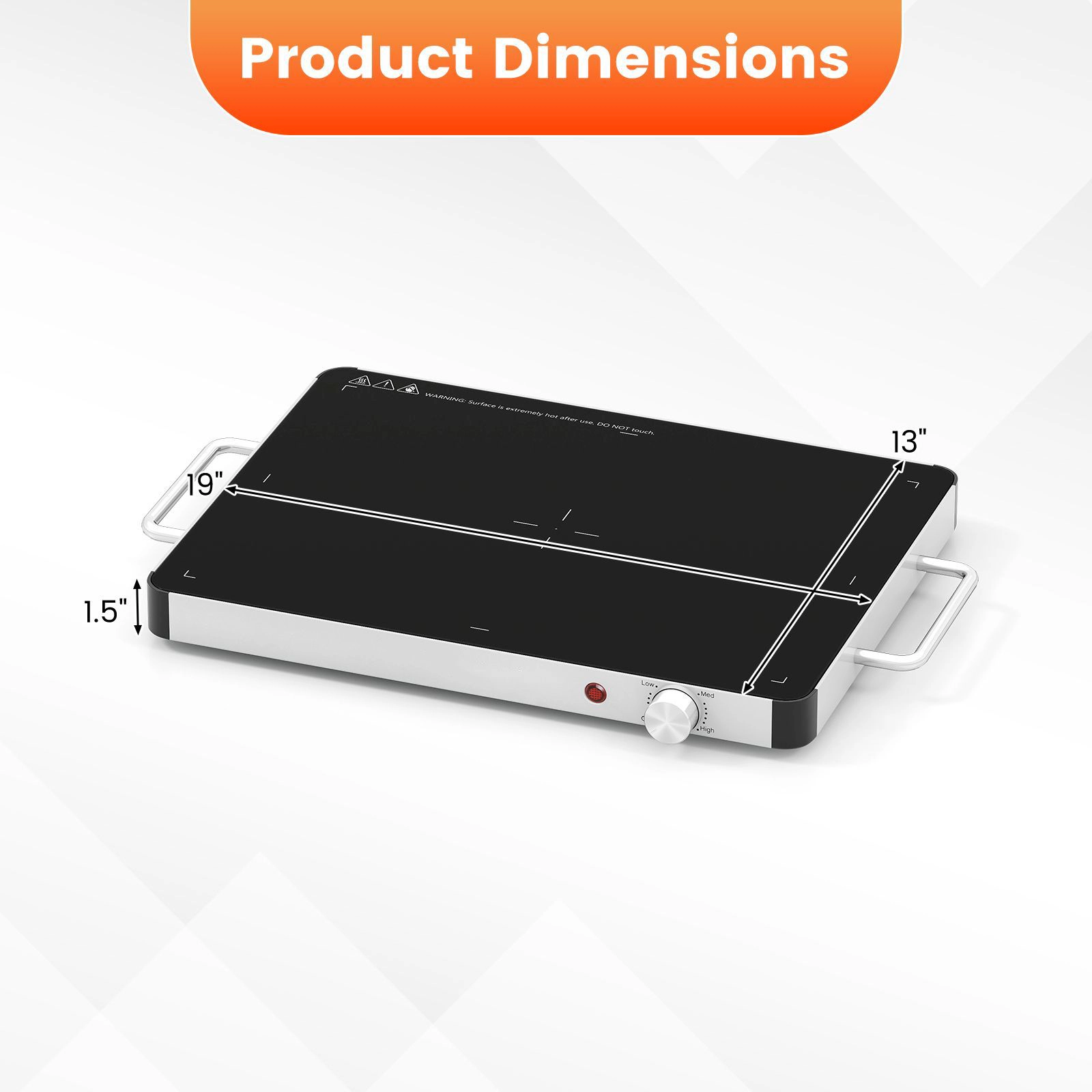 SlickBlue Unisex Adjustable Electric Food Warming Tray with Glass Surface