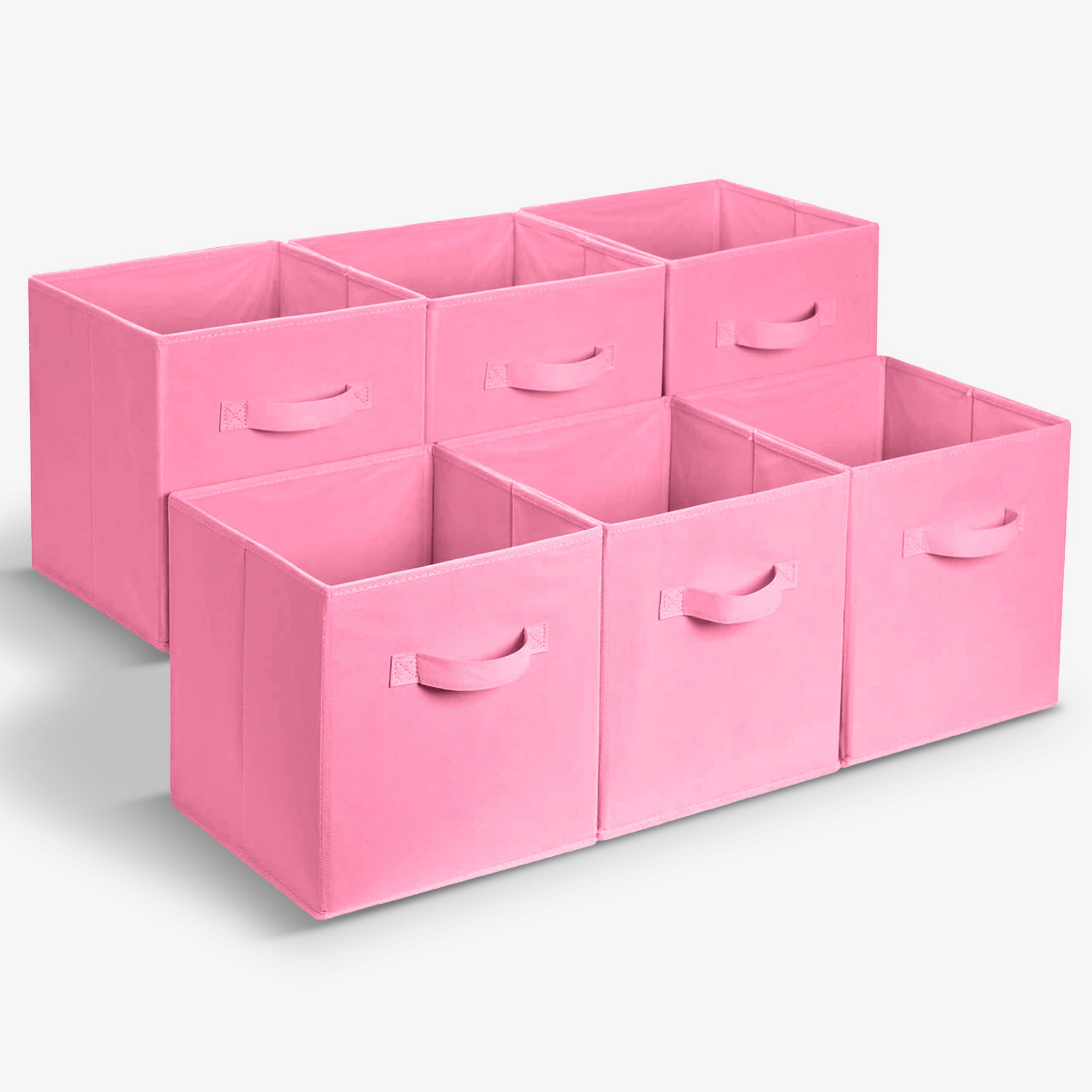Cheer Collection Fabric Storage Cubes with Handles 6 Pack Collapsible Shelf