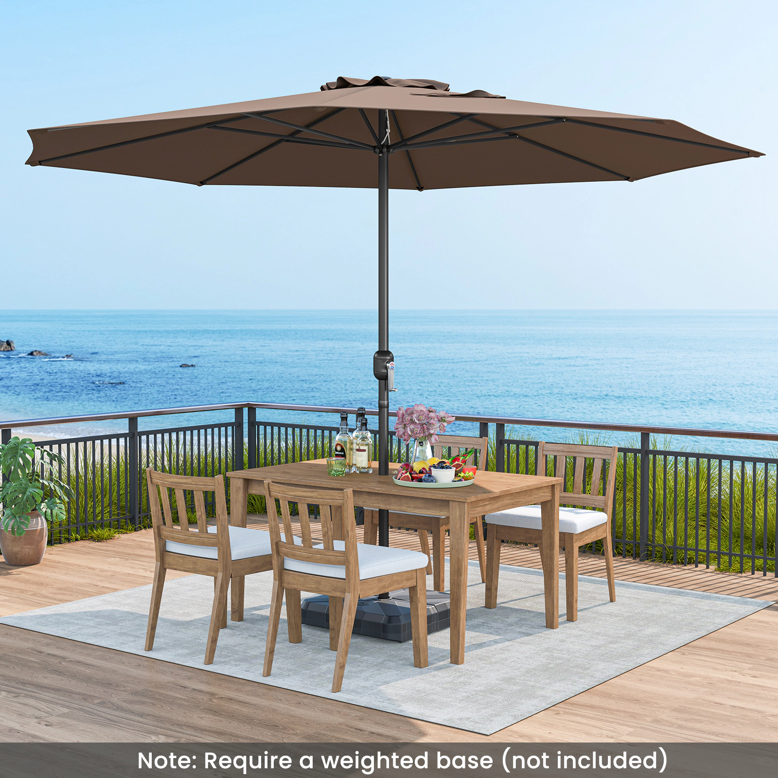 SUGIFT Coffee Crank Handle and 8 Sturdy Ribs 12 FT Large Patio Market Umbrella