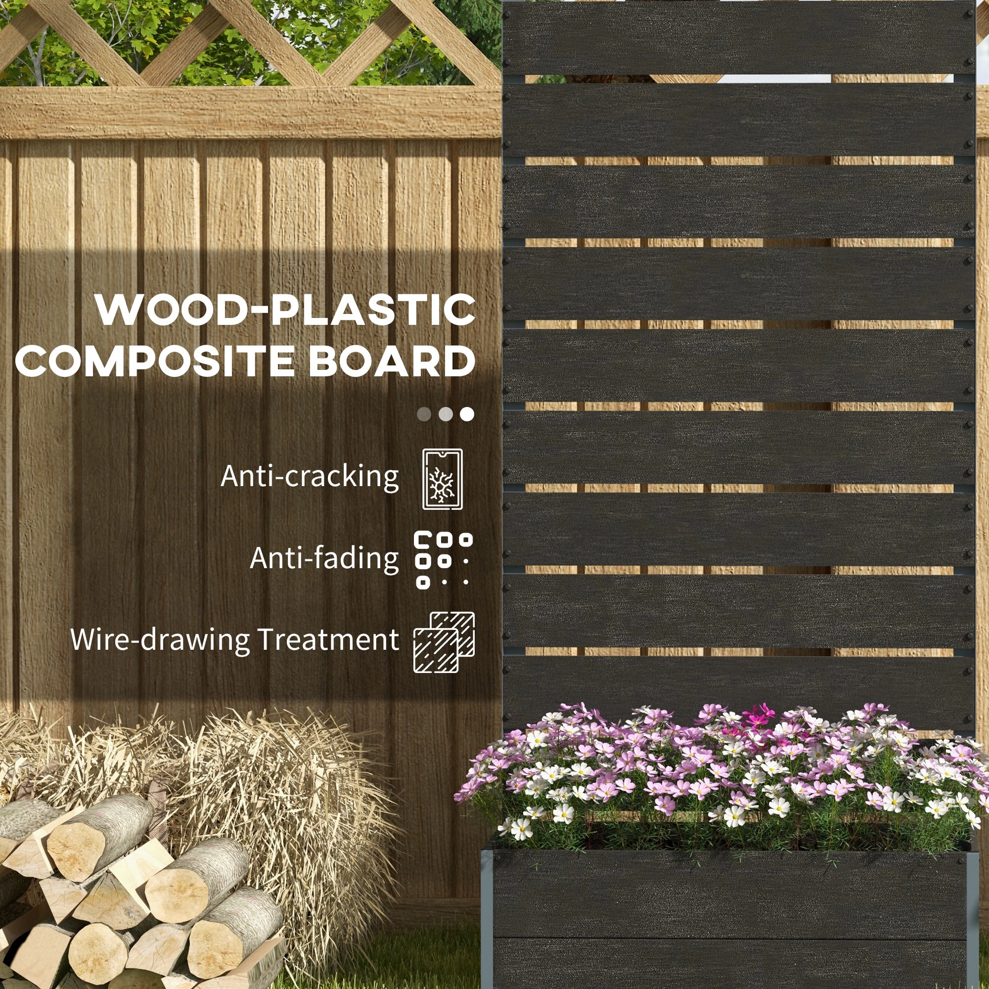 HONGGE Trellis Planter for Climbing Plants, Raised Garden Bed with Trellis, Box Outdoor