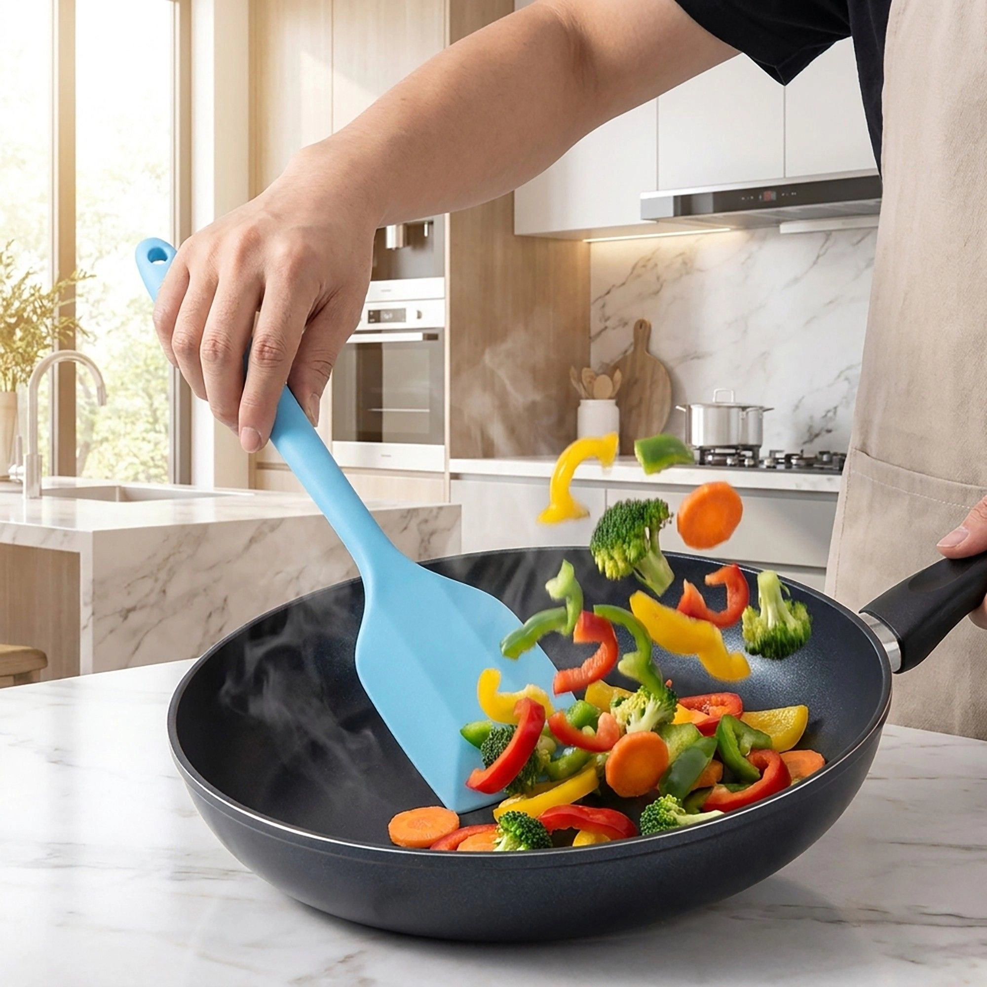Alilang Women 6-Piece Silicone Spatula Set with Handles, Flexible and Durable Kitchen Tools for Cooking Baking