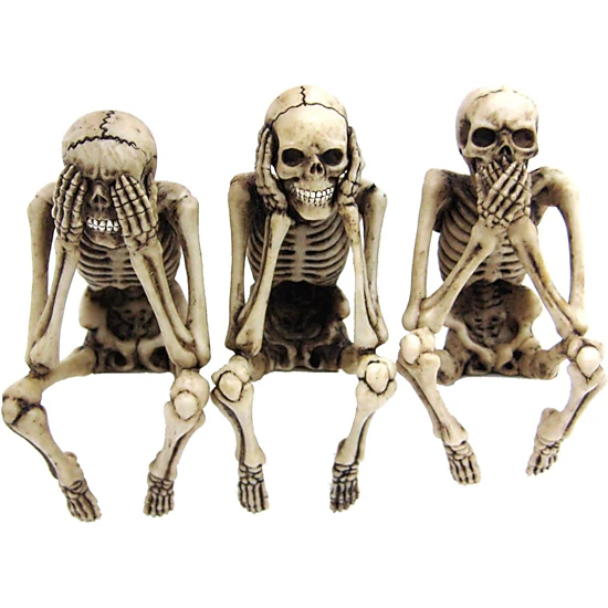 Pacific Giftware See Speak and Hear No Evil Skeleton Halloween Shelf Sitters Statue Figurine 3.75 inch