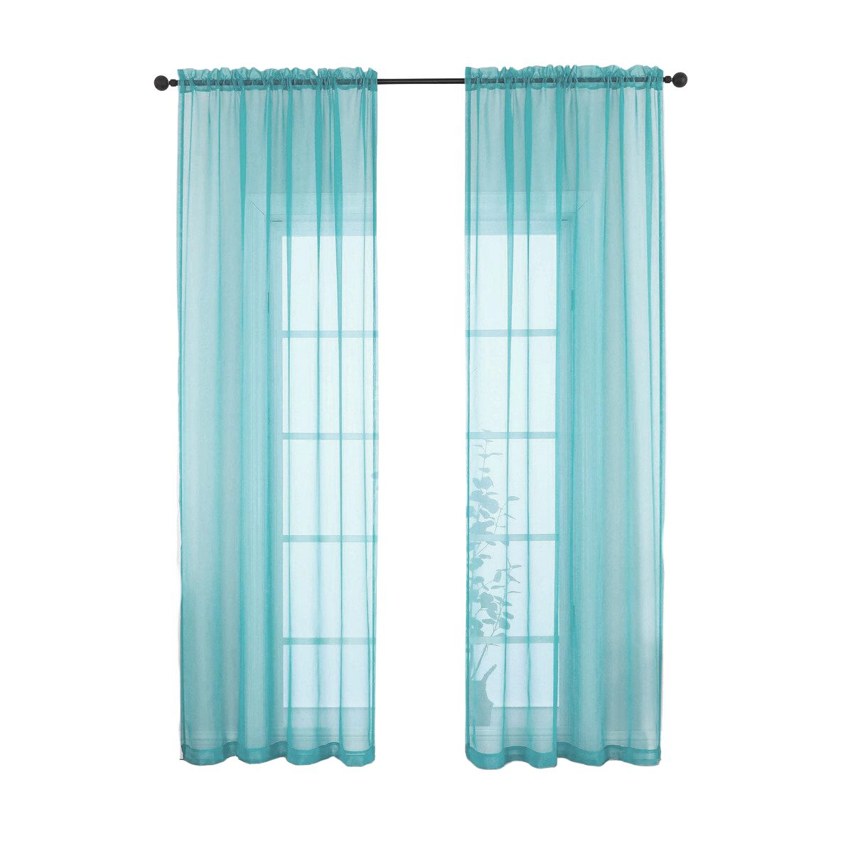 GoodGram Home 2 Pack Ultra Luxurious Semi Sheer Voile Curtains - Aqua Blue