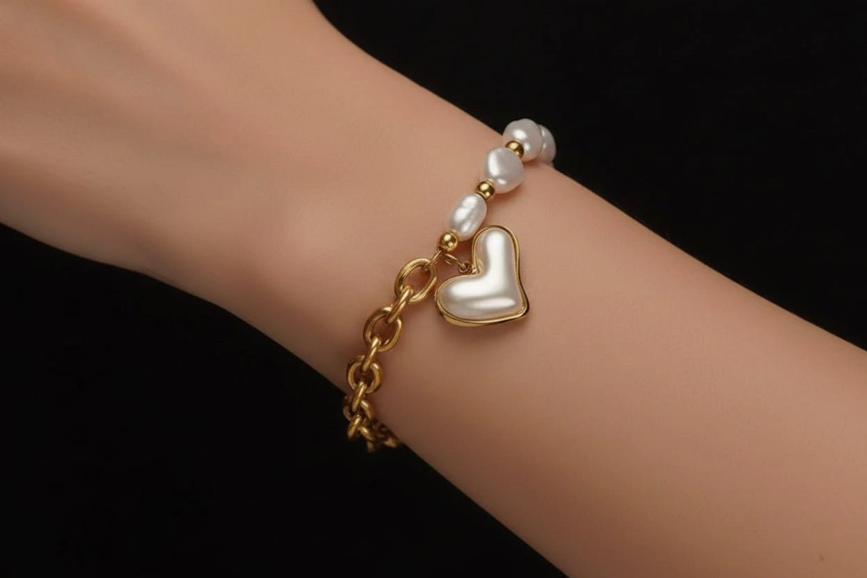 DressAtR Women's Simulated Pearl Gold Plated Bracelet