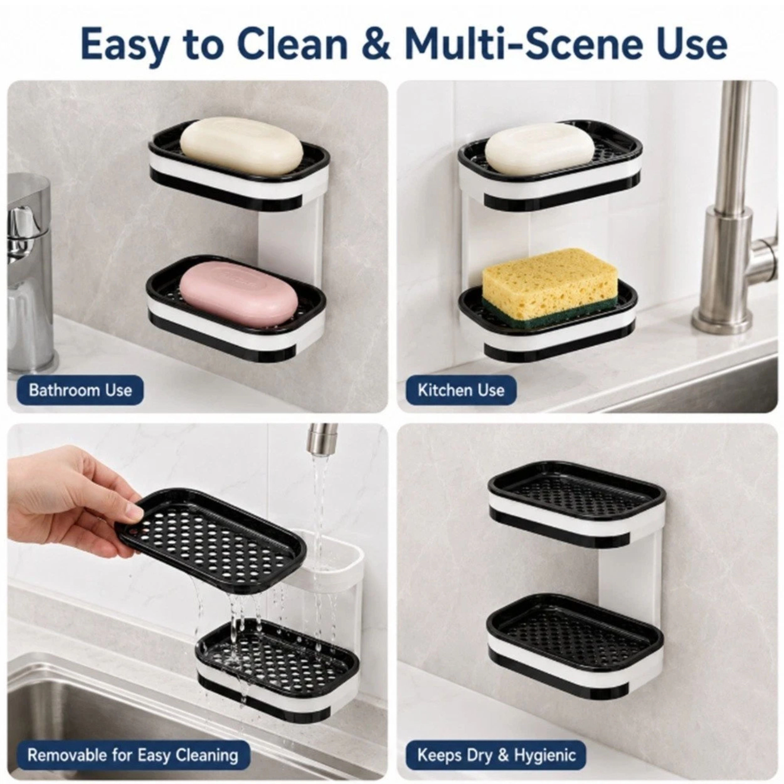 Home Collection Wall Mounted Double Layer Soap Dish Drain Tray Bathroom Holder