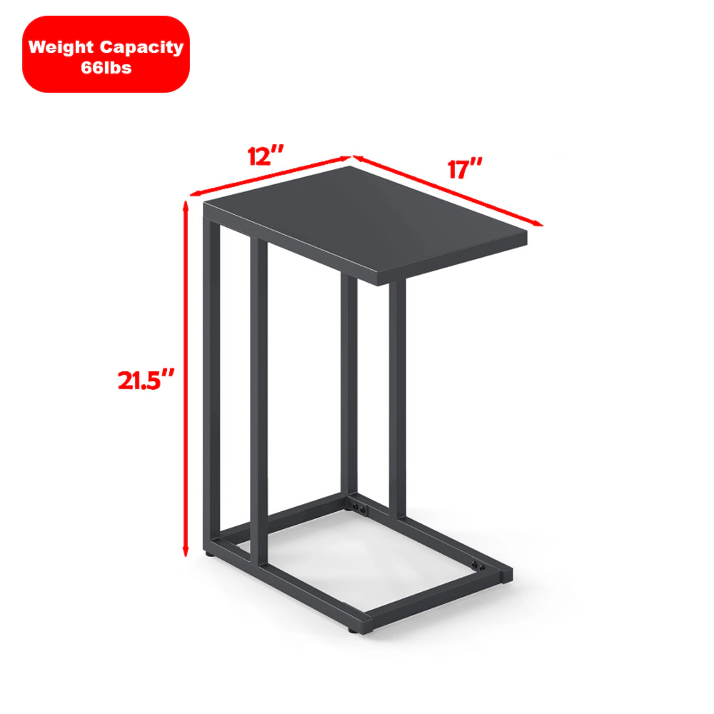 Hivvago C-Frame Side Table with Adjustable Feet for Living Room or Bedroom