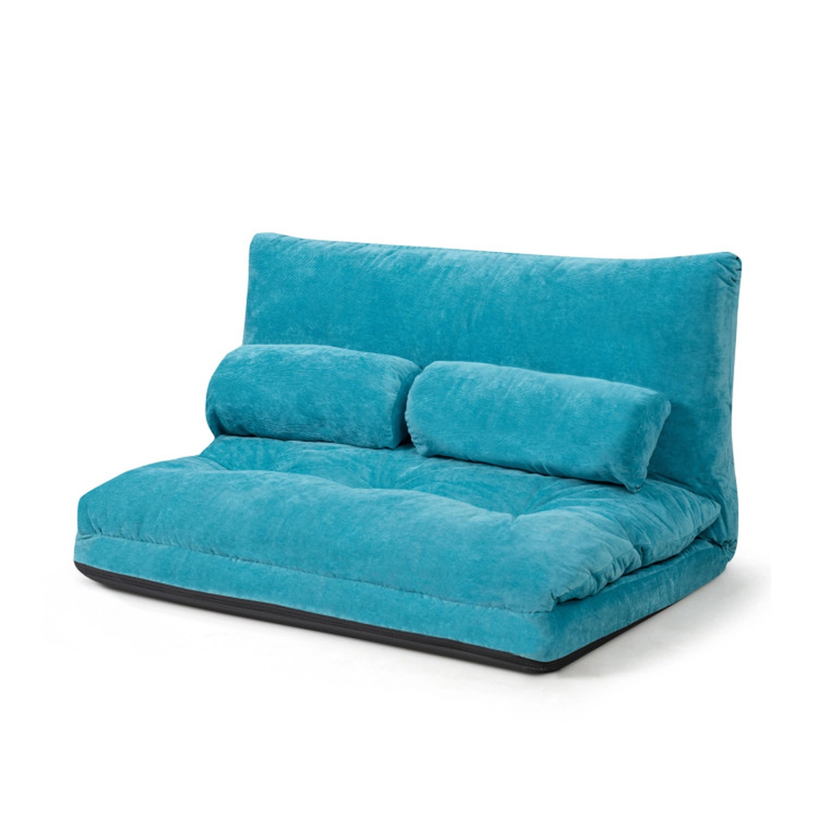 SUGIFT 6-Position Lay Flat 2 Pillows Corduroy Convertible Floor Sofa Bed 71-in x 42.5-in x 7-in 330-lb Capacity Blue
