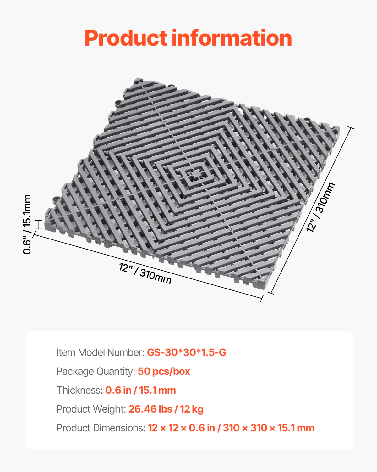 HONGGE Interlocking Drainage Mat Modular Interlocking Cushion Splicing Drainage Mats Non-Slip PP Drainage Floor Tile