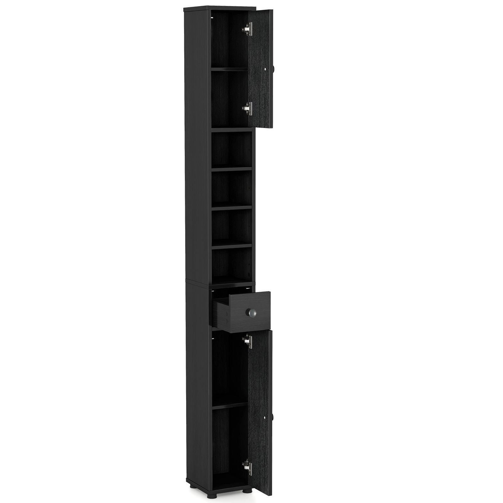 SlickBlue Tall Narrow Bathroom Storage Cabinet with Drawer & Adjustable Shelves