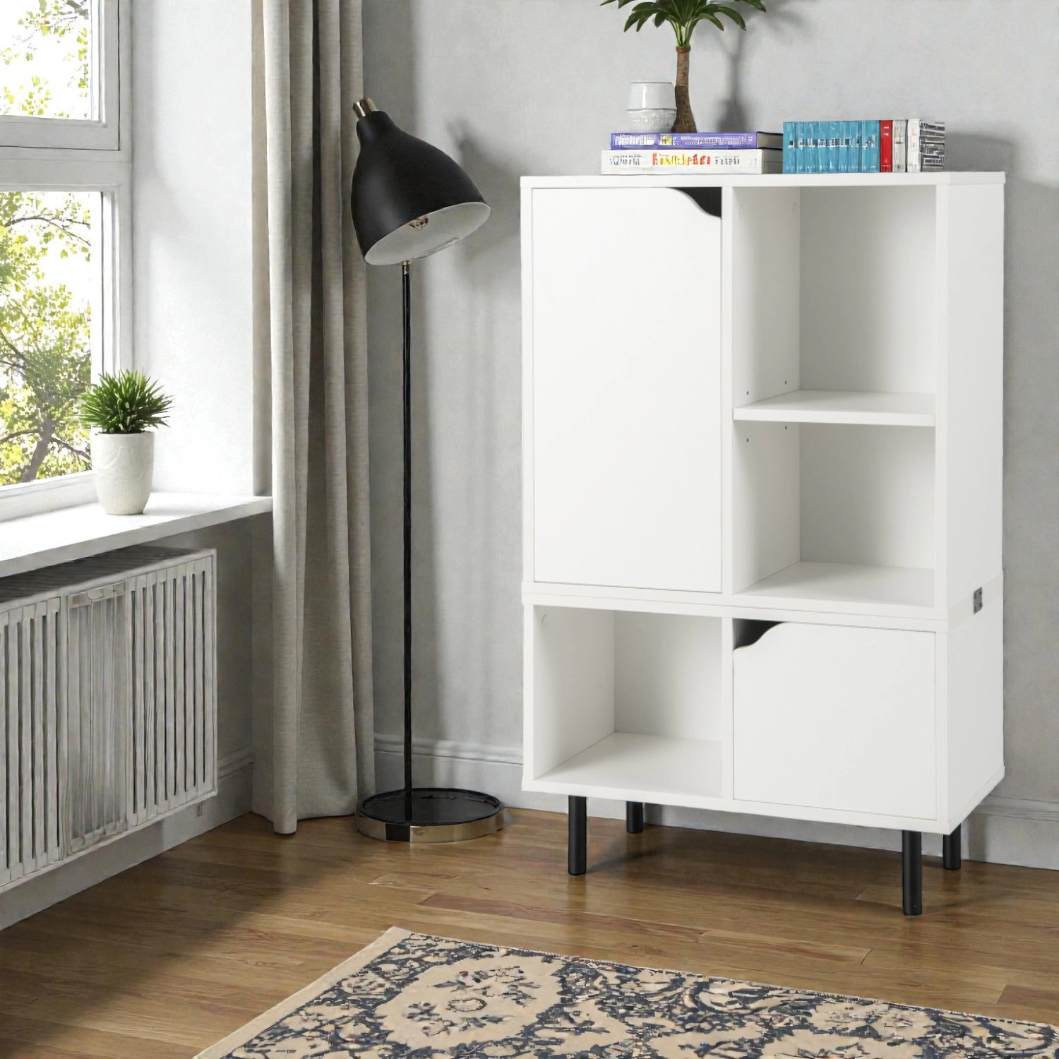 Hivvago Stackable Storage Bookcase with Adjustable Compartments