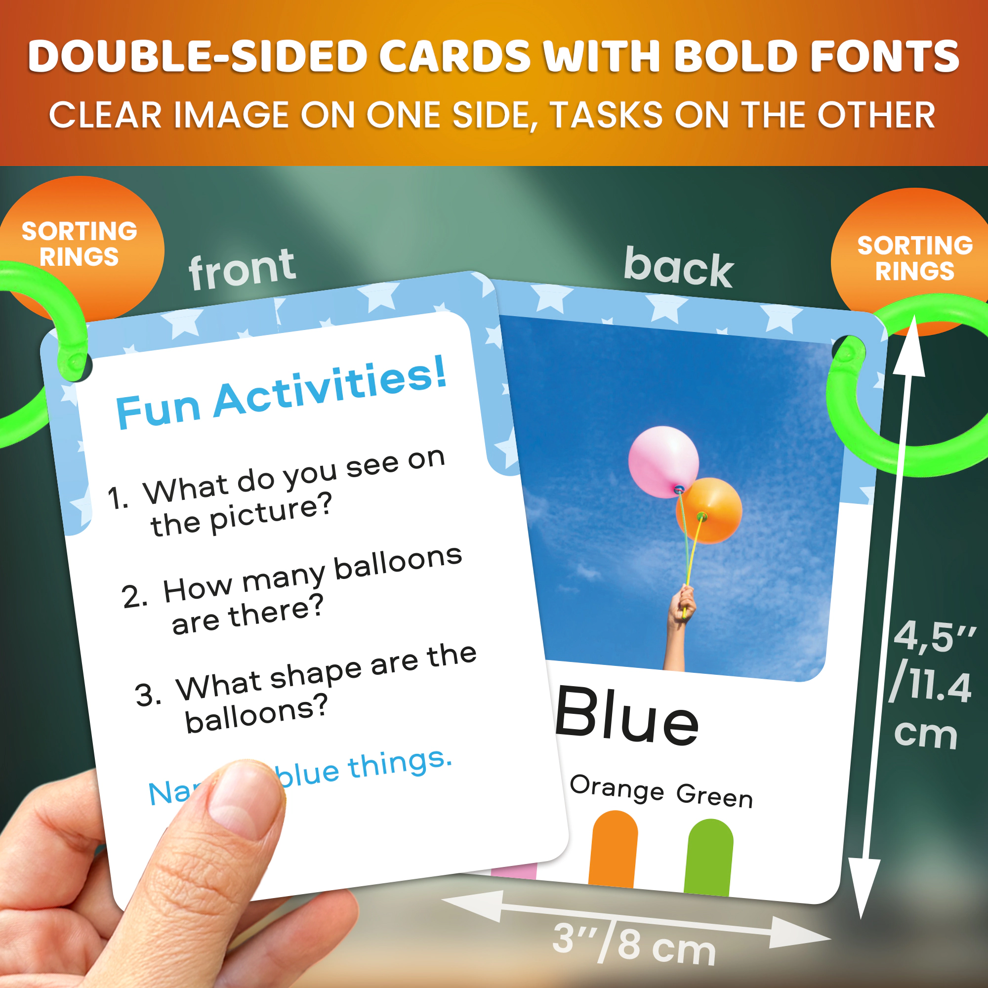 QUOKKA Flash Card Set for Toddlers Ages 1–3, 225 Picture Cards with Rings, Alphabet, Numbers, Animals & Everyday Objects