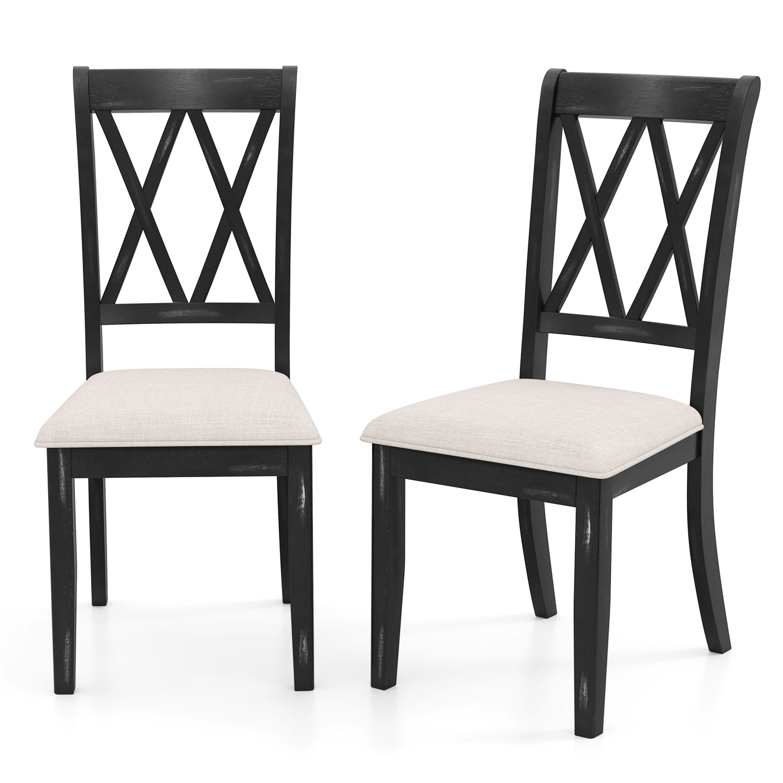 LJG Dining Chairs Set of 2 Kitchen Side Chairs with Curved Cross Back