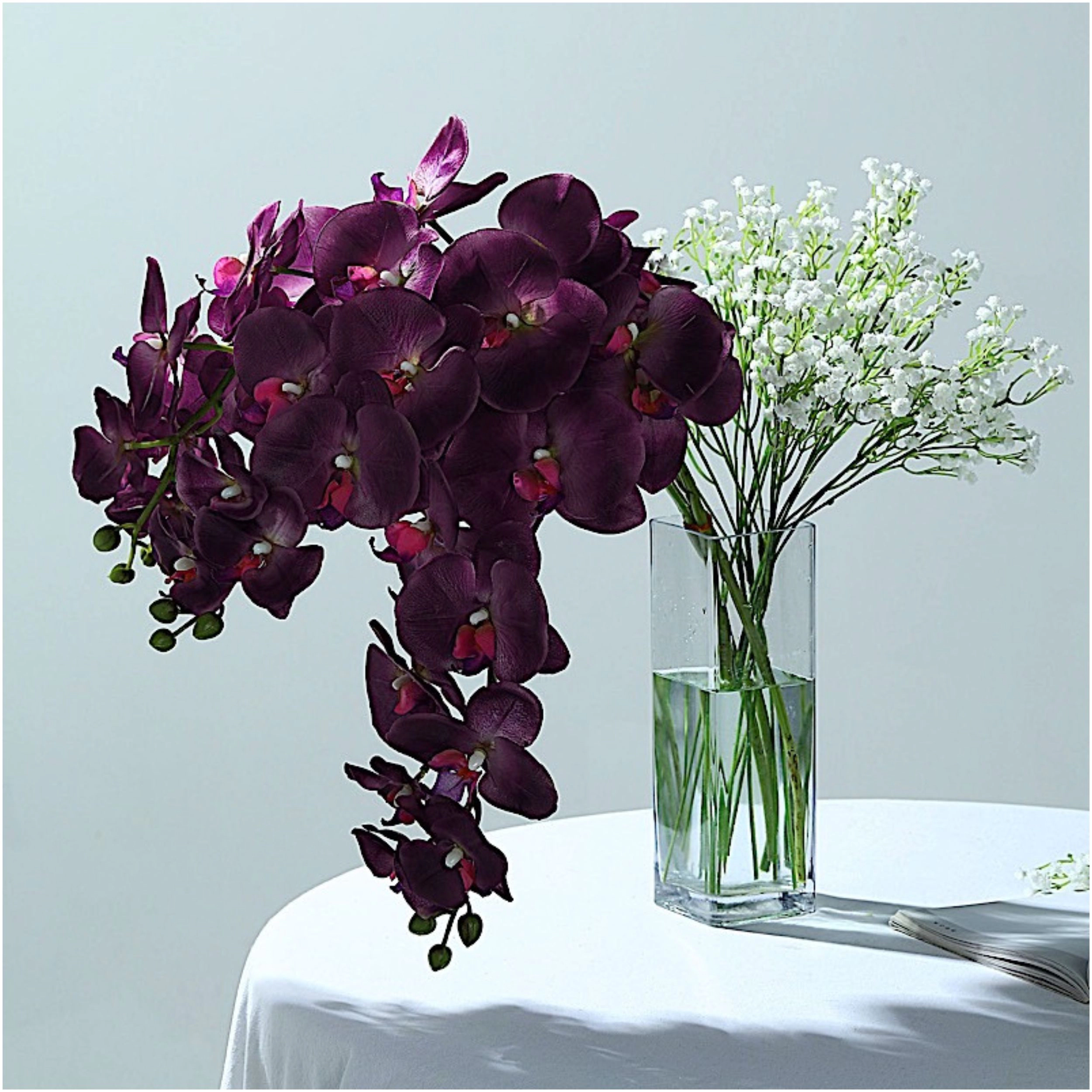 Home Collection Set of 2 40-Inch Artificial Silk Orchid Flower Spray Stems